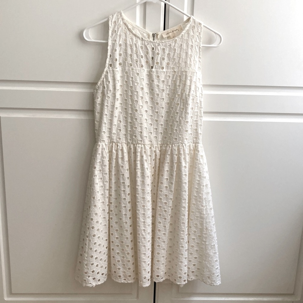 Eyelet dress,cotton,preppy,cute,trendy, lined except for yoke, back zip,summer